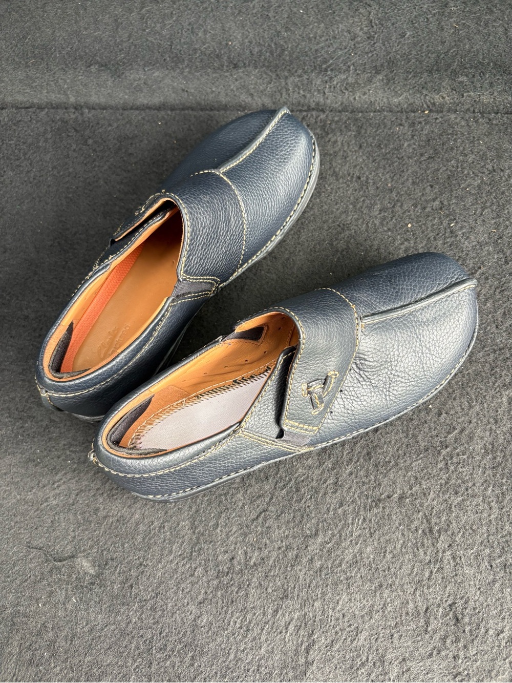 Clarks Un Loop Ave Navy Leather Loafers Slip On Comfort Shoes Women’s 8.5 Wide